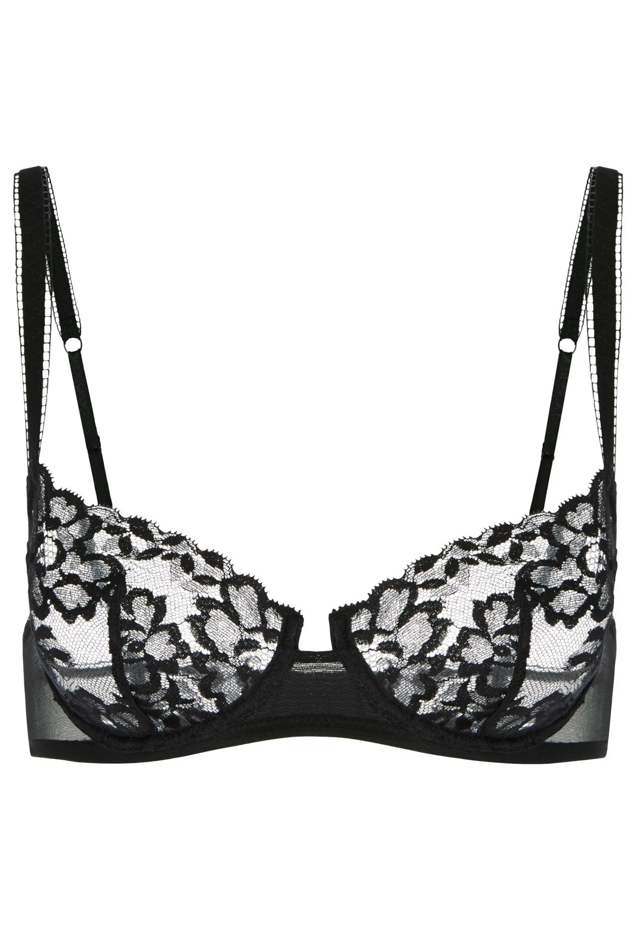 Black Balconette Bra in Leavers Lace and Stretch Tulle