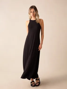 Black Jersey Racer Maxi Dress