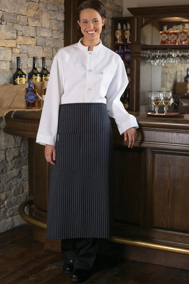 Black Pinstripe Full Bistro Apron