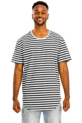 Black Striped Round Neck Tshirt