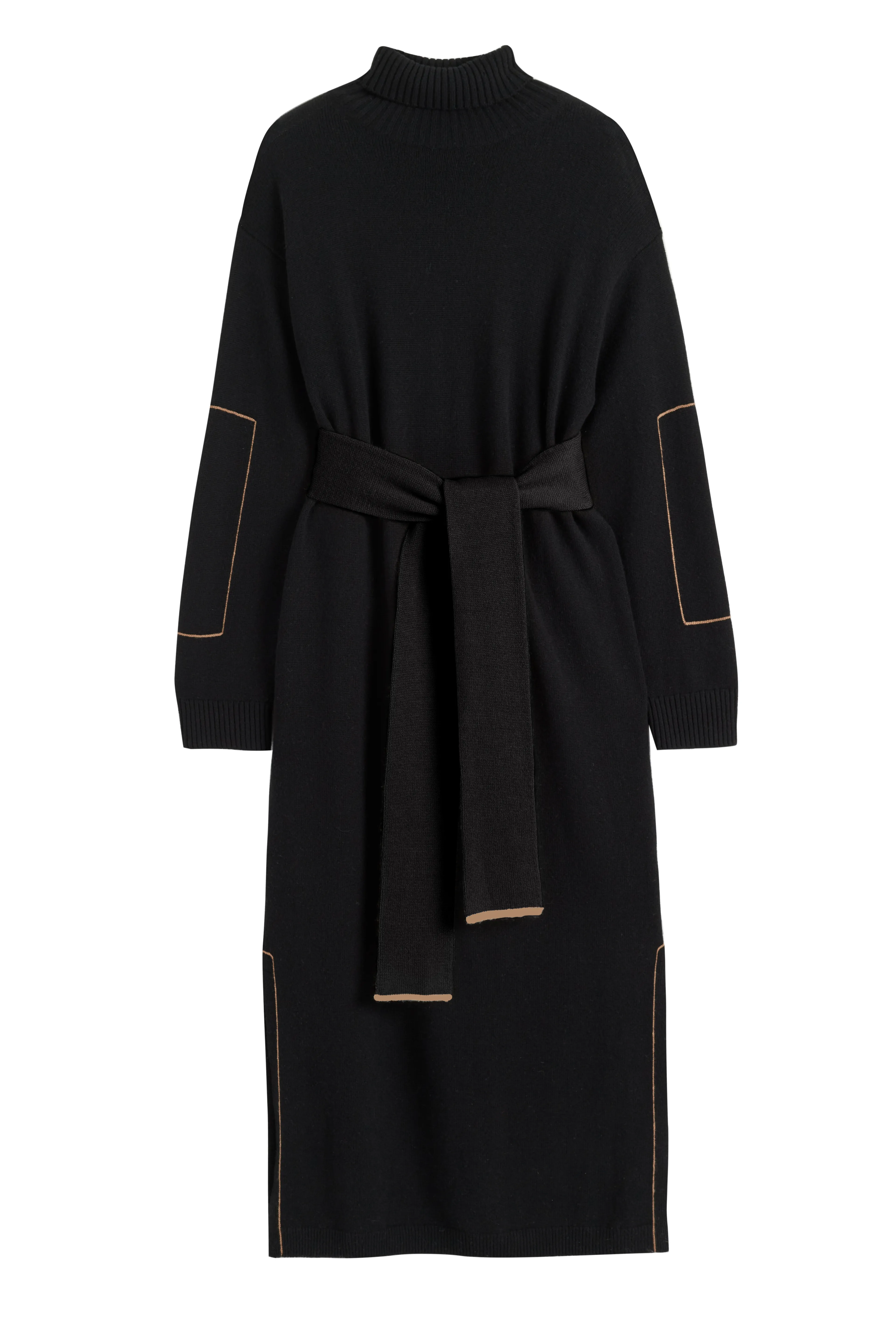 Black Wool-Cashmere Amelia Rollneck Dress