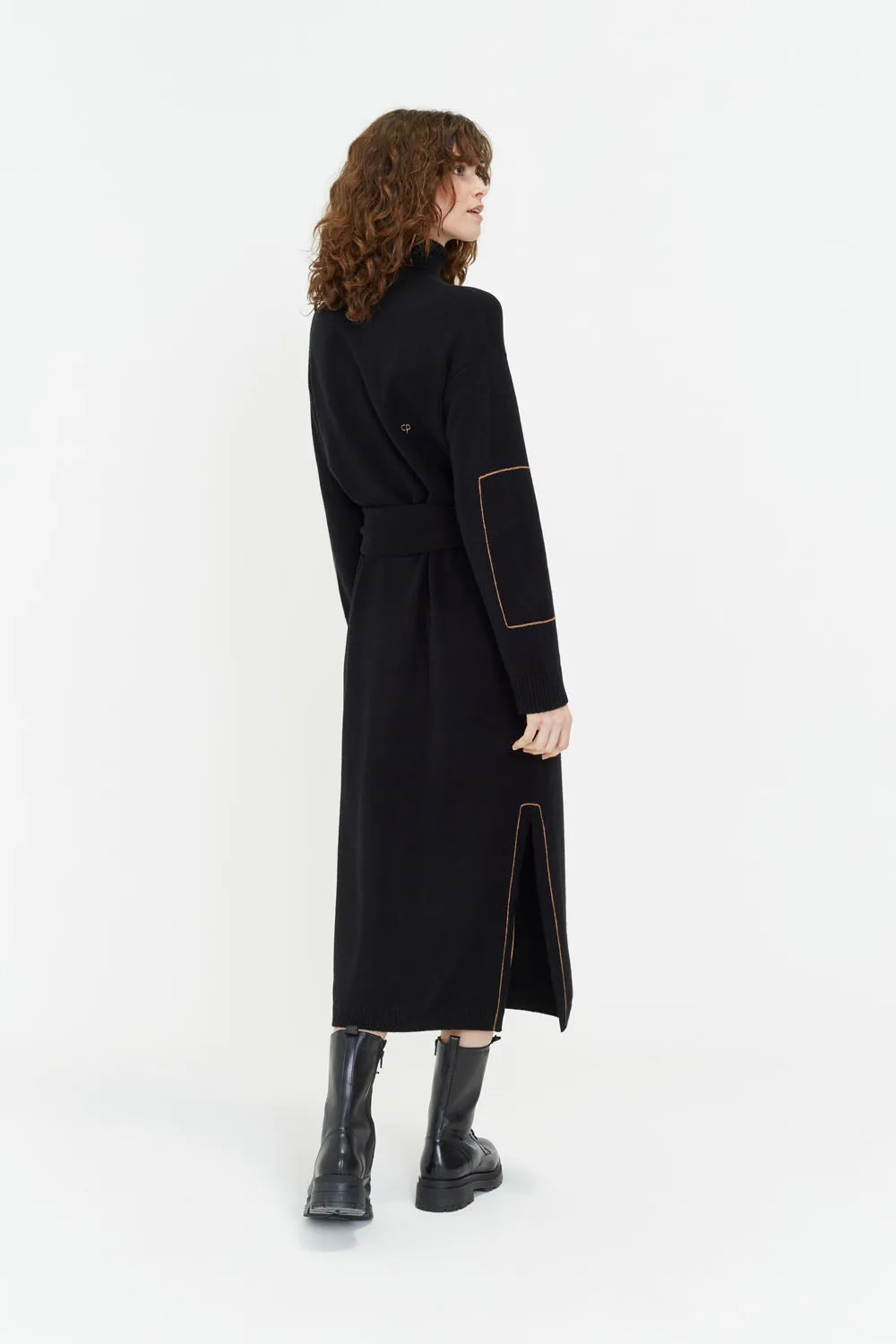 Black Wool-Cashmere Amelia Rollneck Dress