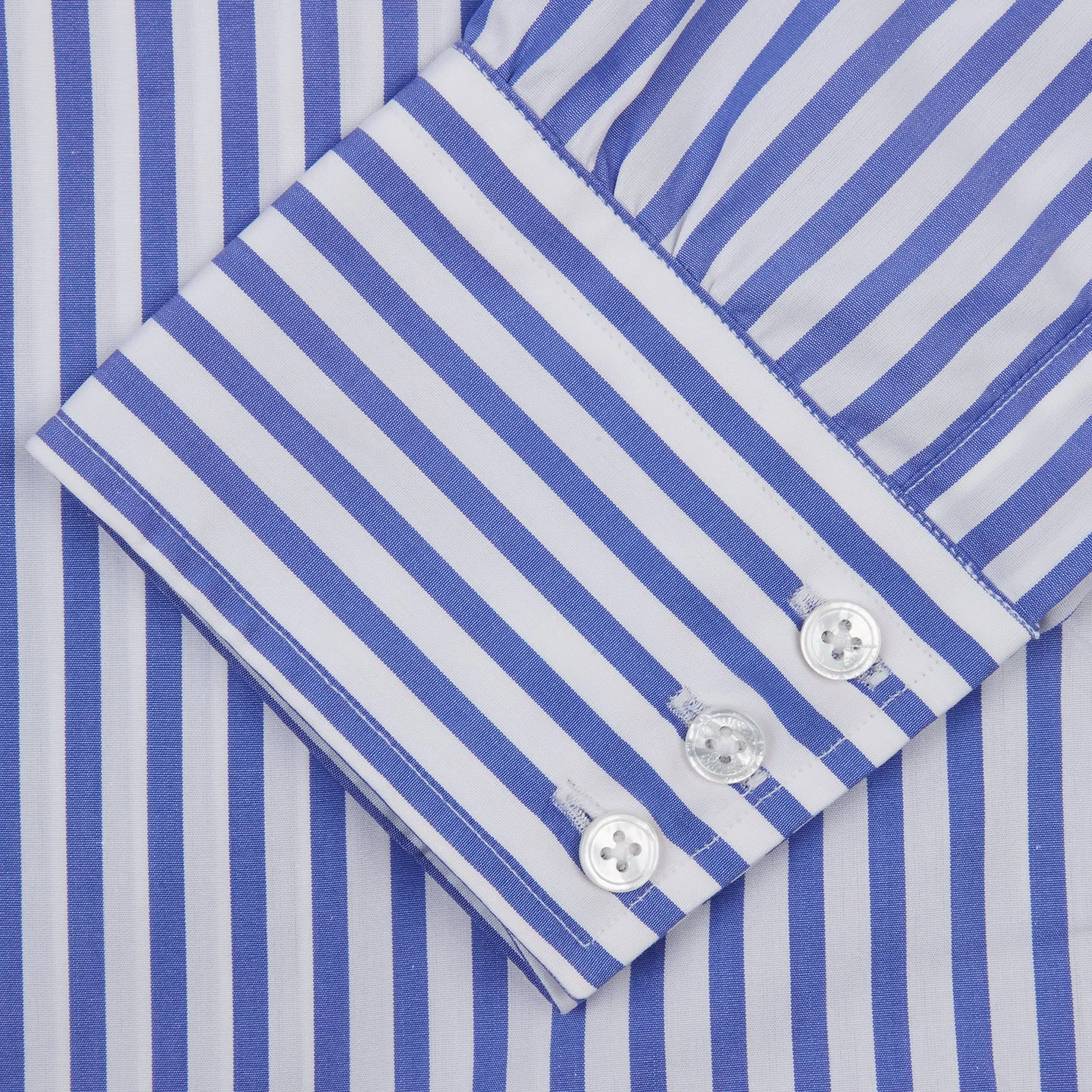 Blue and White Candy Stripe Shirt with T&A Collar and 3-Button Cuffs