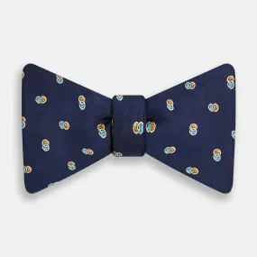 Blue and Yellow Links Silk Bow Tie