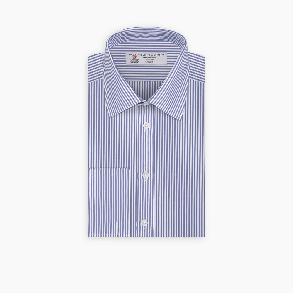 Blue Bengal Stripe Shirt with T&A Collar and Double Cuffs