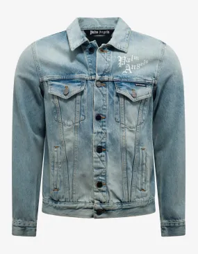 Blue Sacred Heart Print Denim Jacket