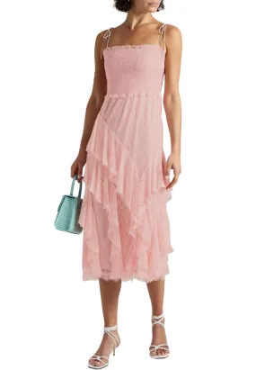 Blush Jocelyn Smocked Lace Midi Dress