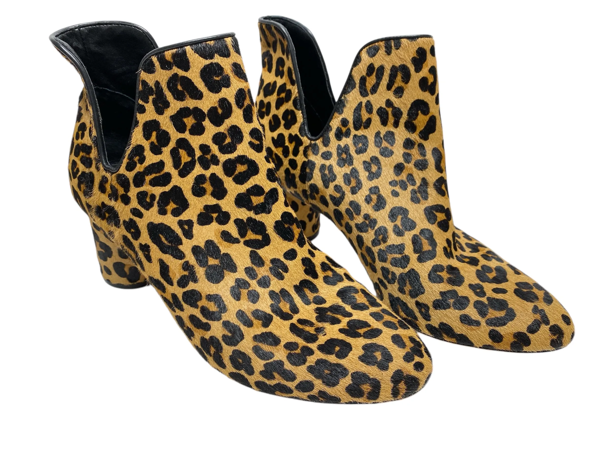 Boots Ankle Heels By Chicos In Animal Print, Size: 9