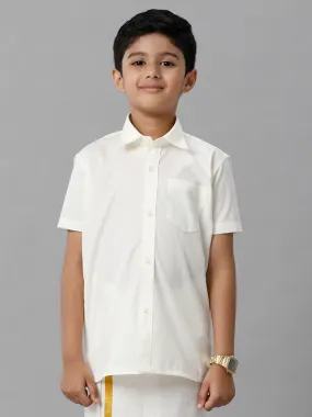 Boy Cream Half Sleeves Shirt