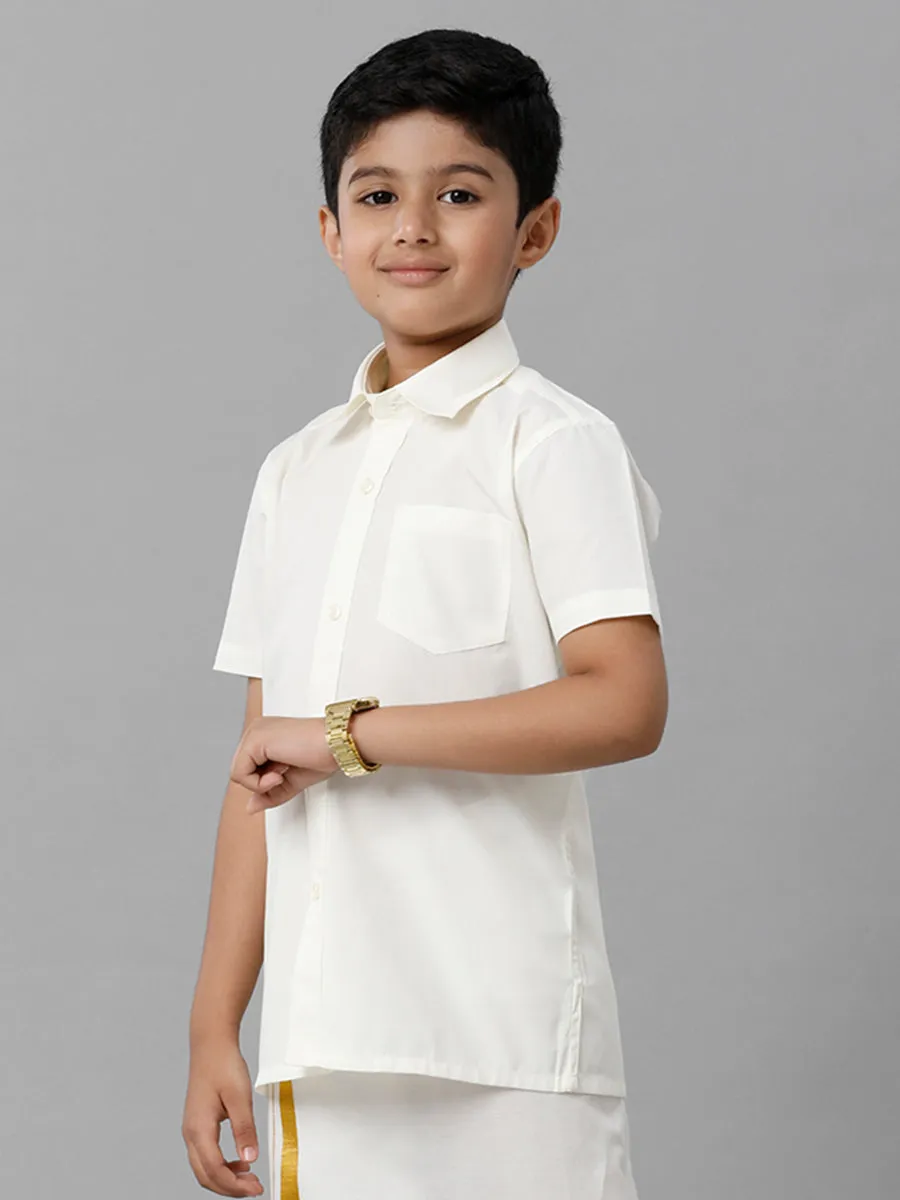 Boy Cream Half Sleeves Shirt