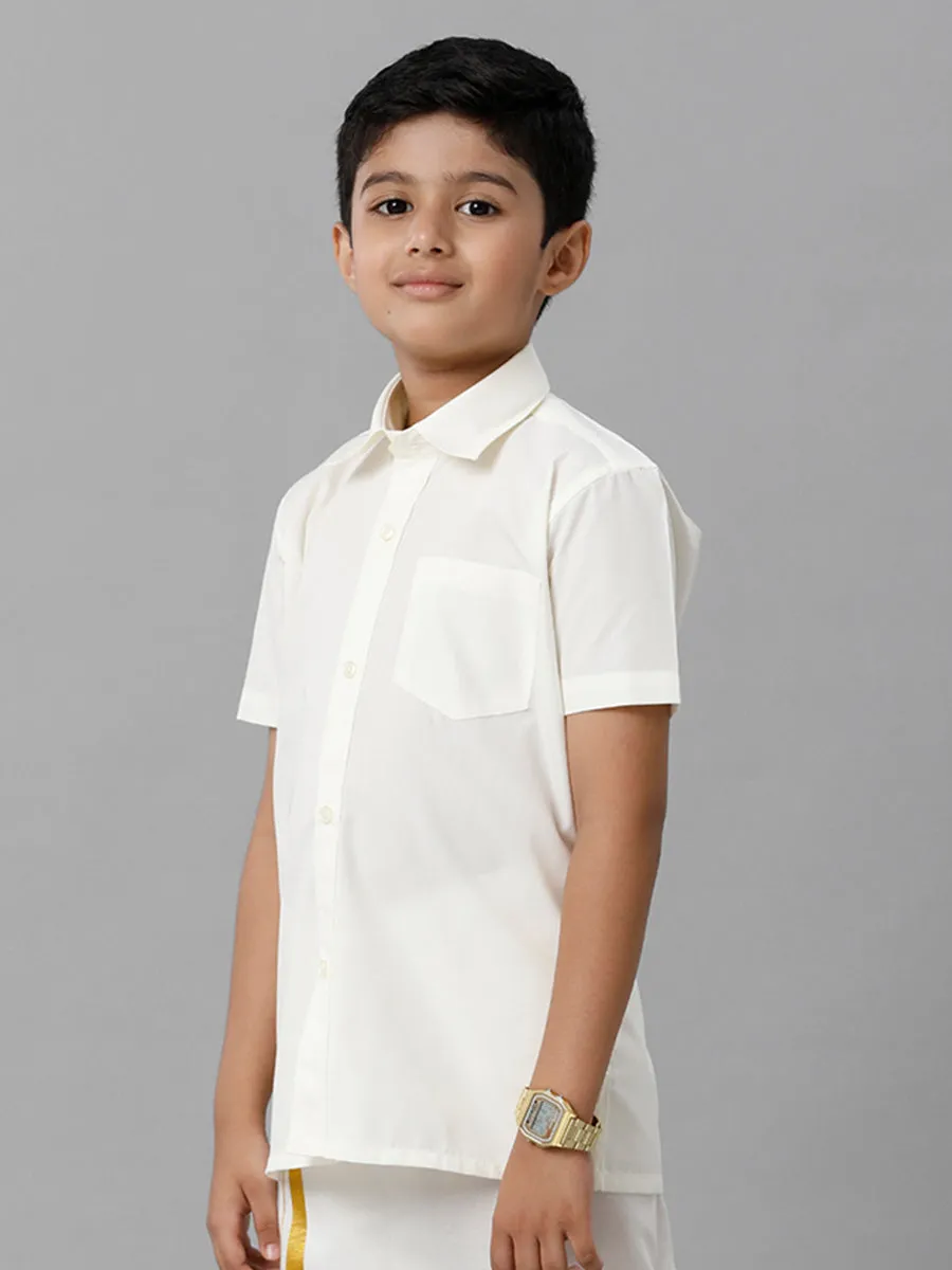 Boy Cream Half Sleeves Shirt