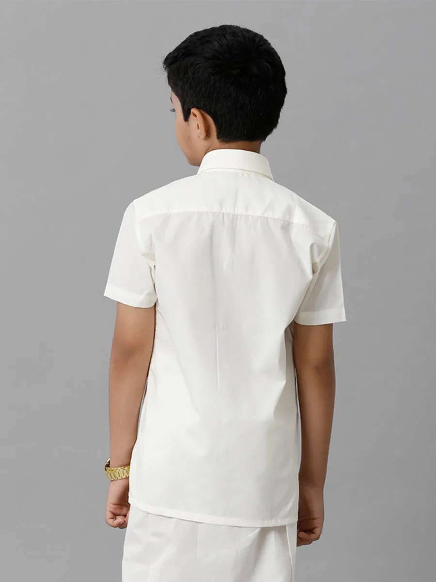 Boy Cream Half Sleeves Shirt