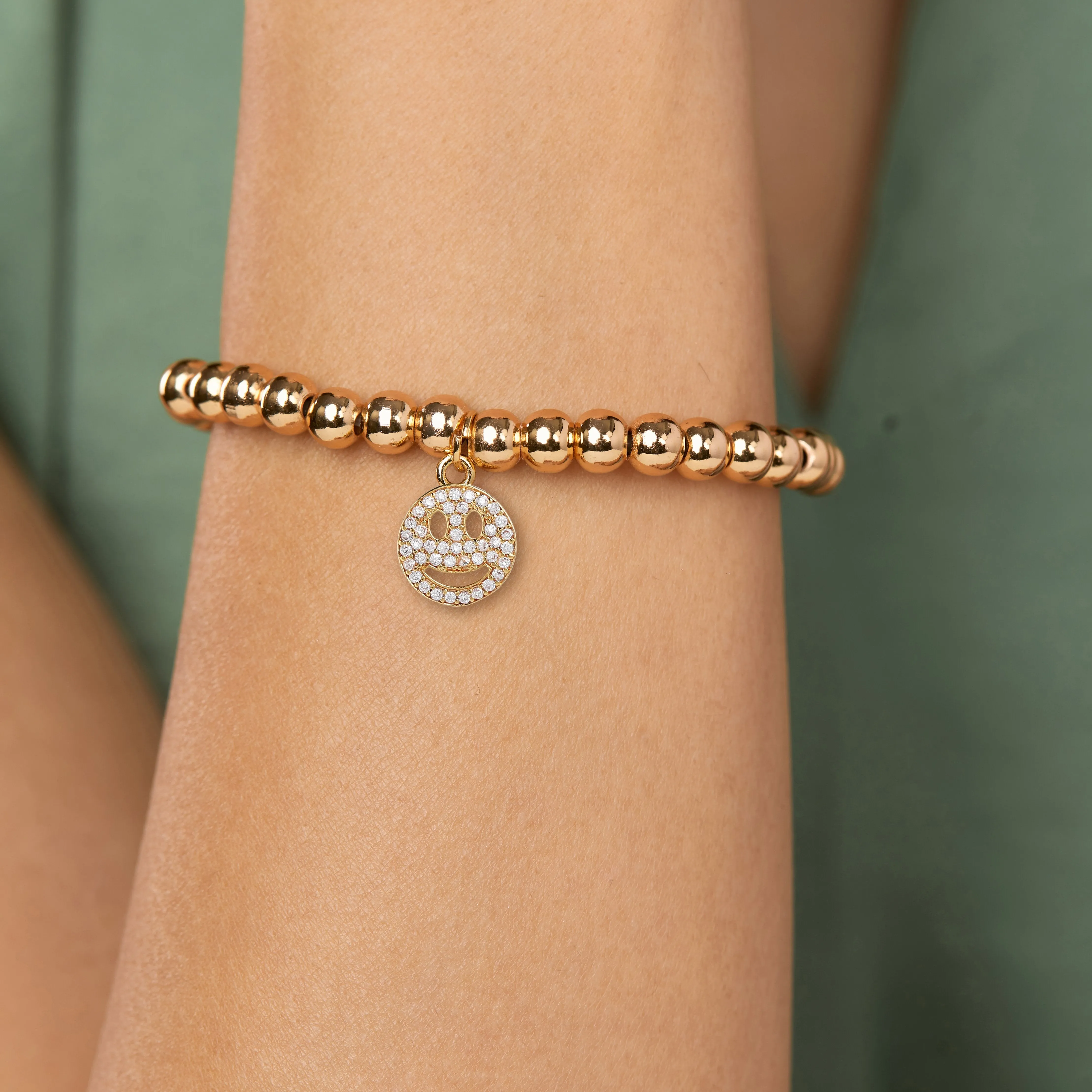 Brass 18k Smiley Emoji Embellishment Bracelet For Women