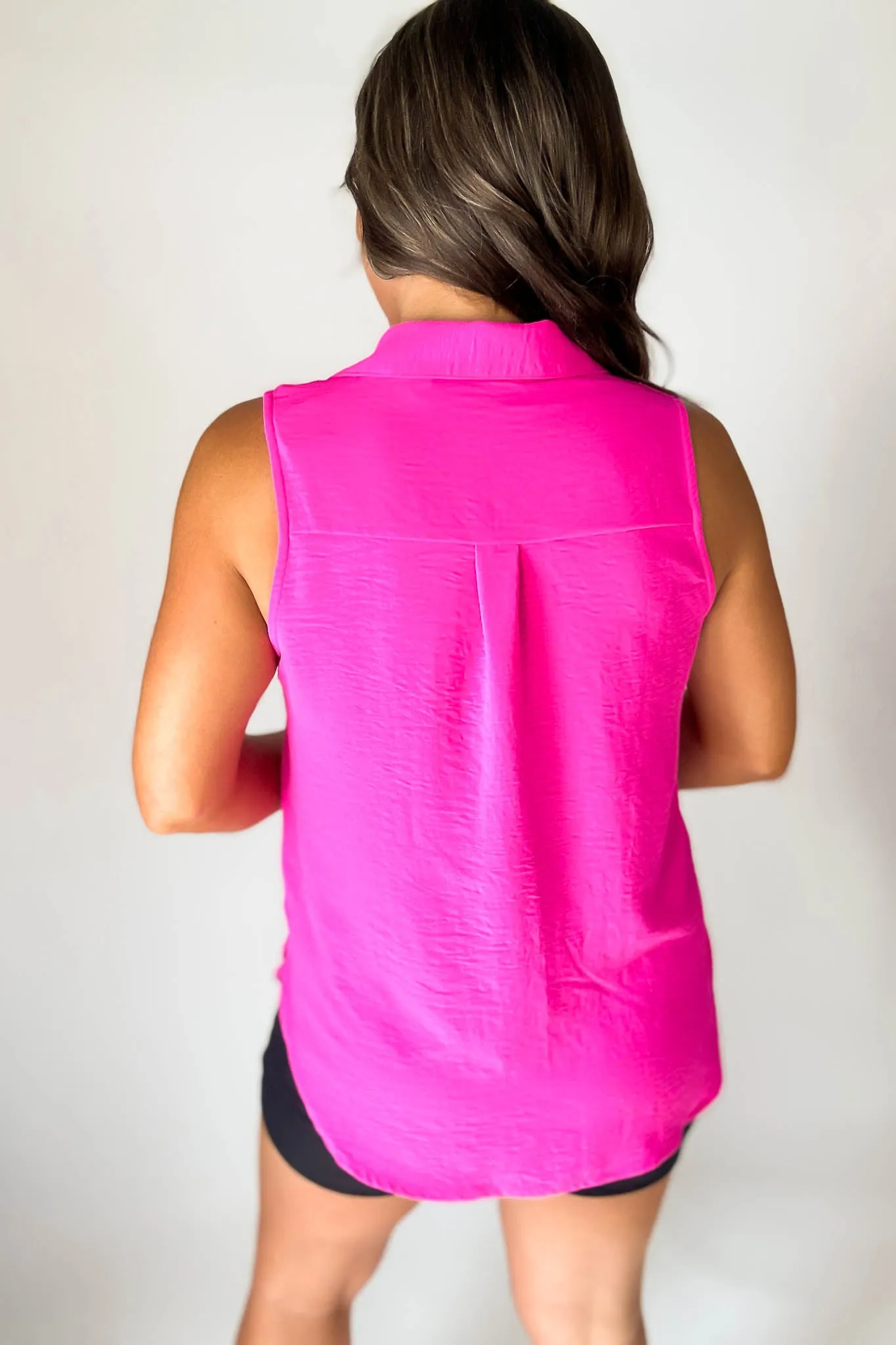 Breezy Airflow Hot Pink Collared Top