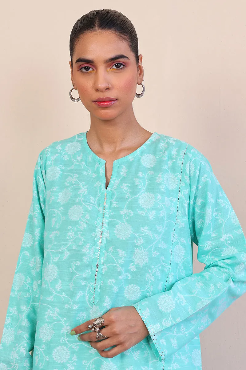 Breezy Blues Jacquard Kurta