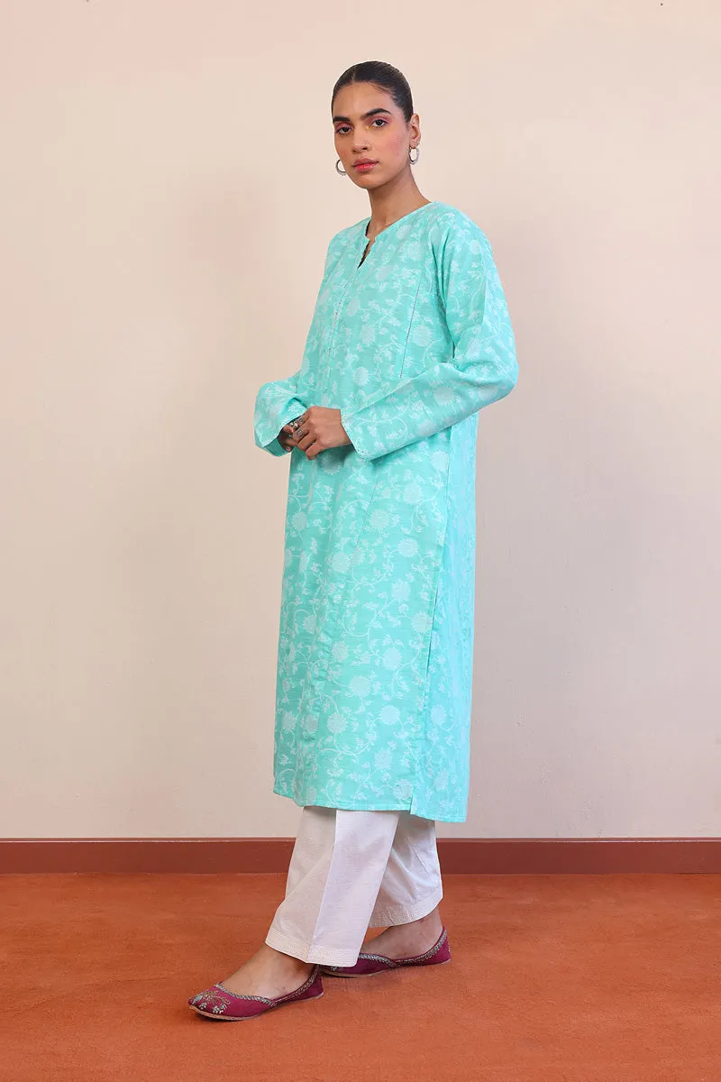 Breezy Blues Jacquard Kurta