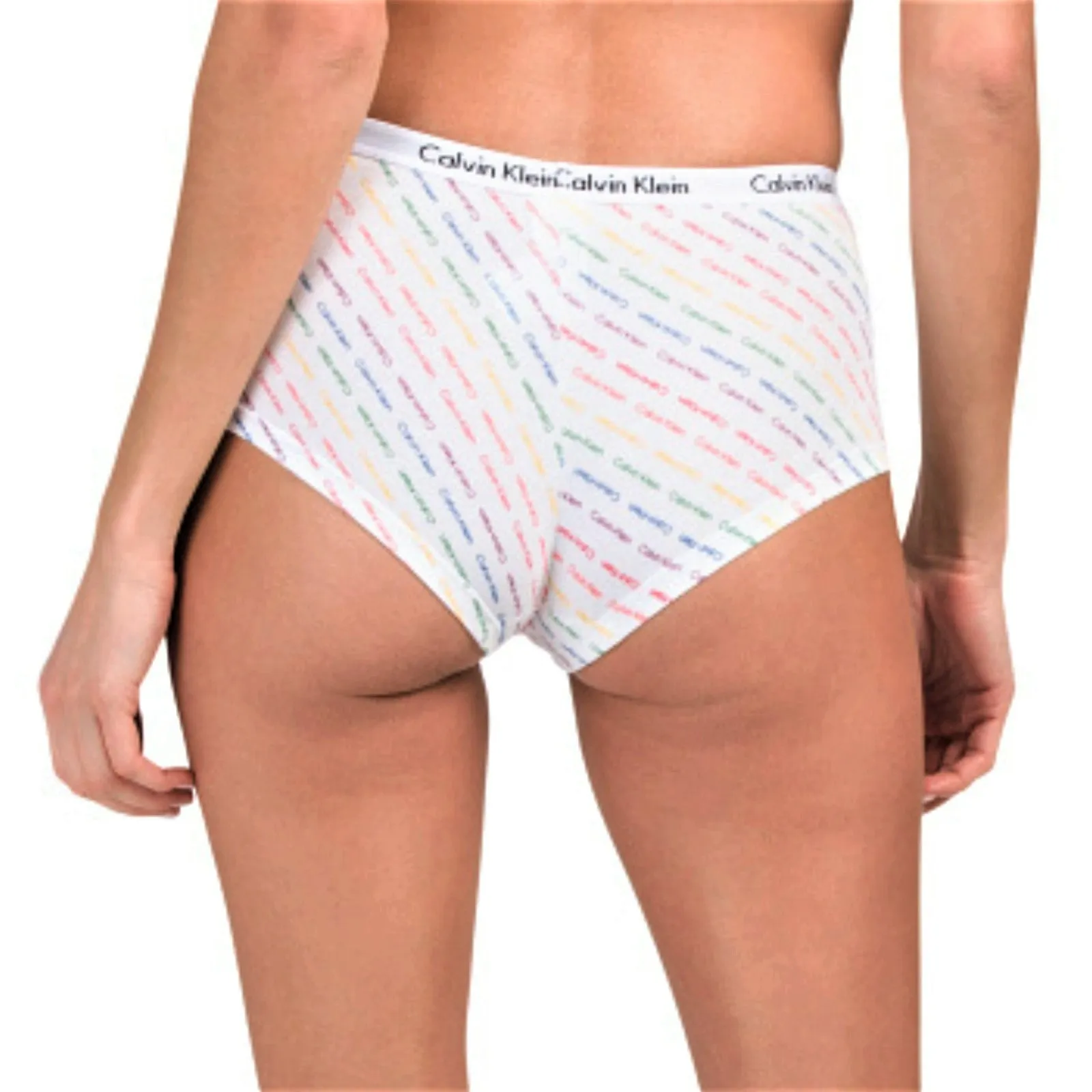 Calvin Klein Women's Rainbow Logo Print Soft Cotton Boyshort Panties