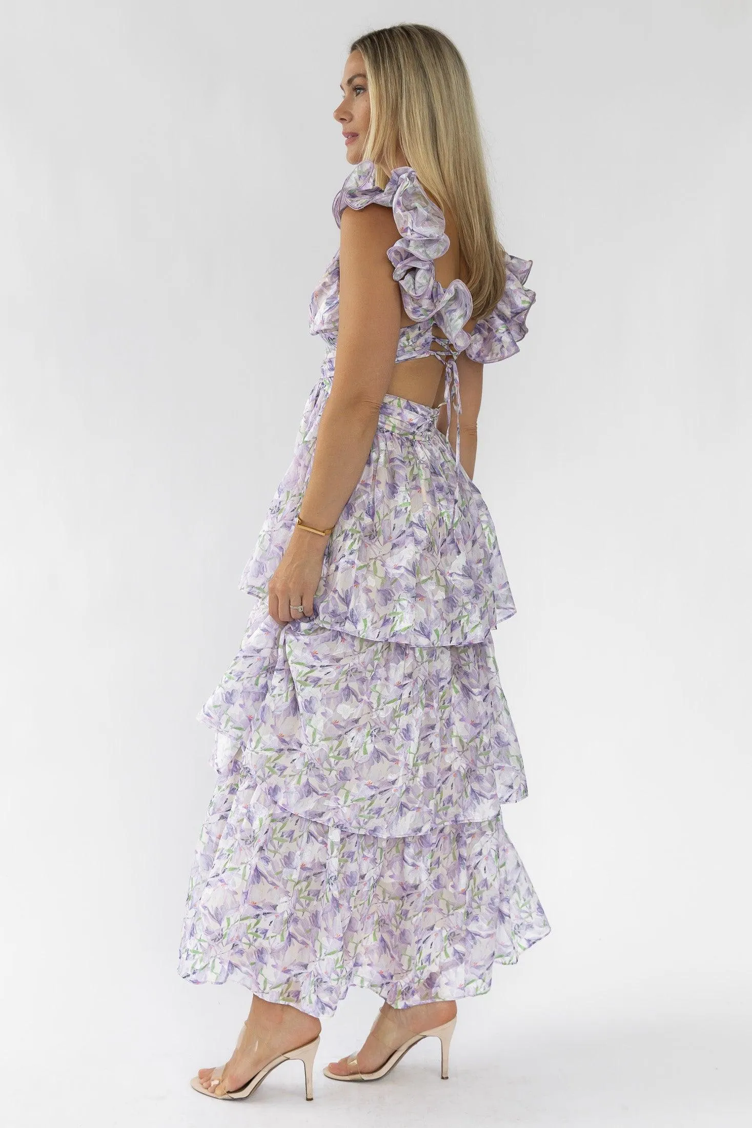 Carmen Purple Floral Maxi Dress - Final Sale