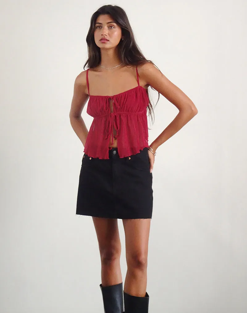 Carmina Cami Top in Mesh Cherry