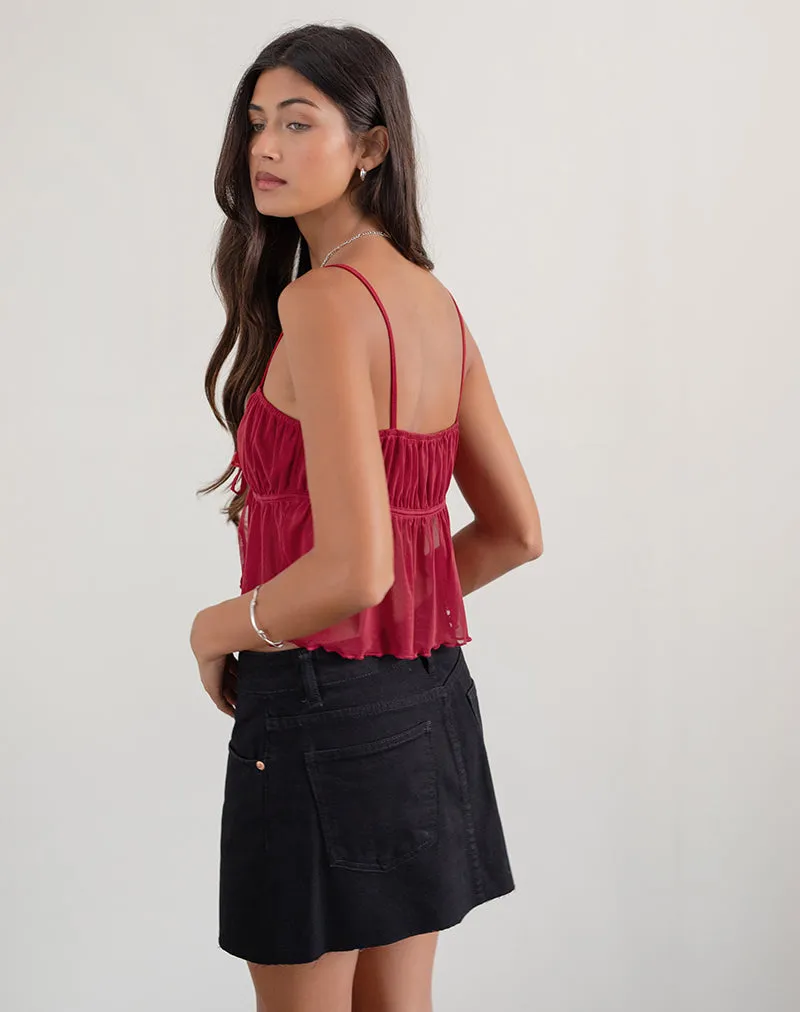 Carmina Cami Top in Mesh Cherry