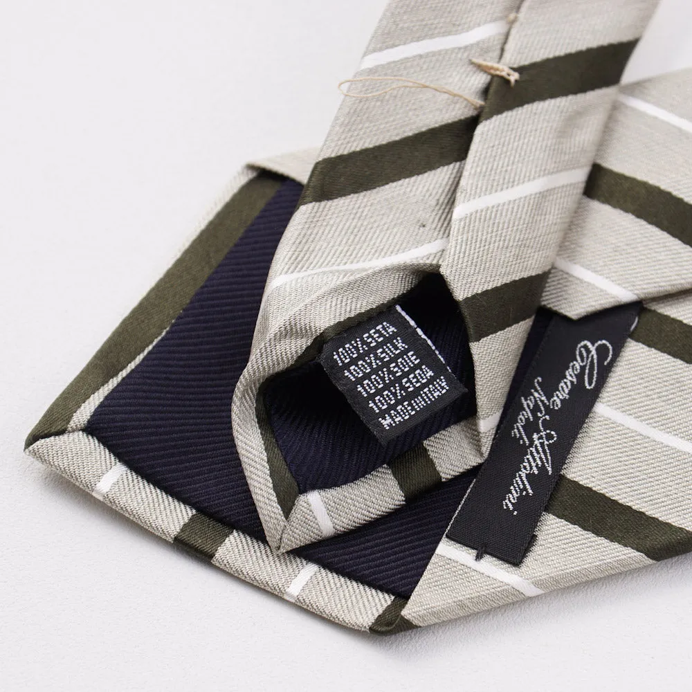 Cesare Attolini Green Ribbon Stripe Silk Tie