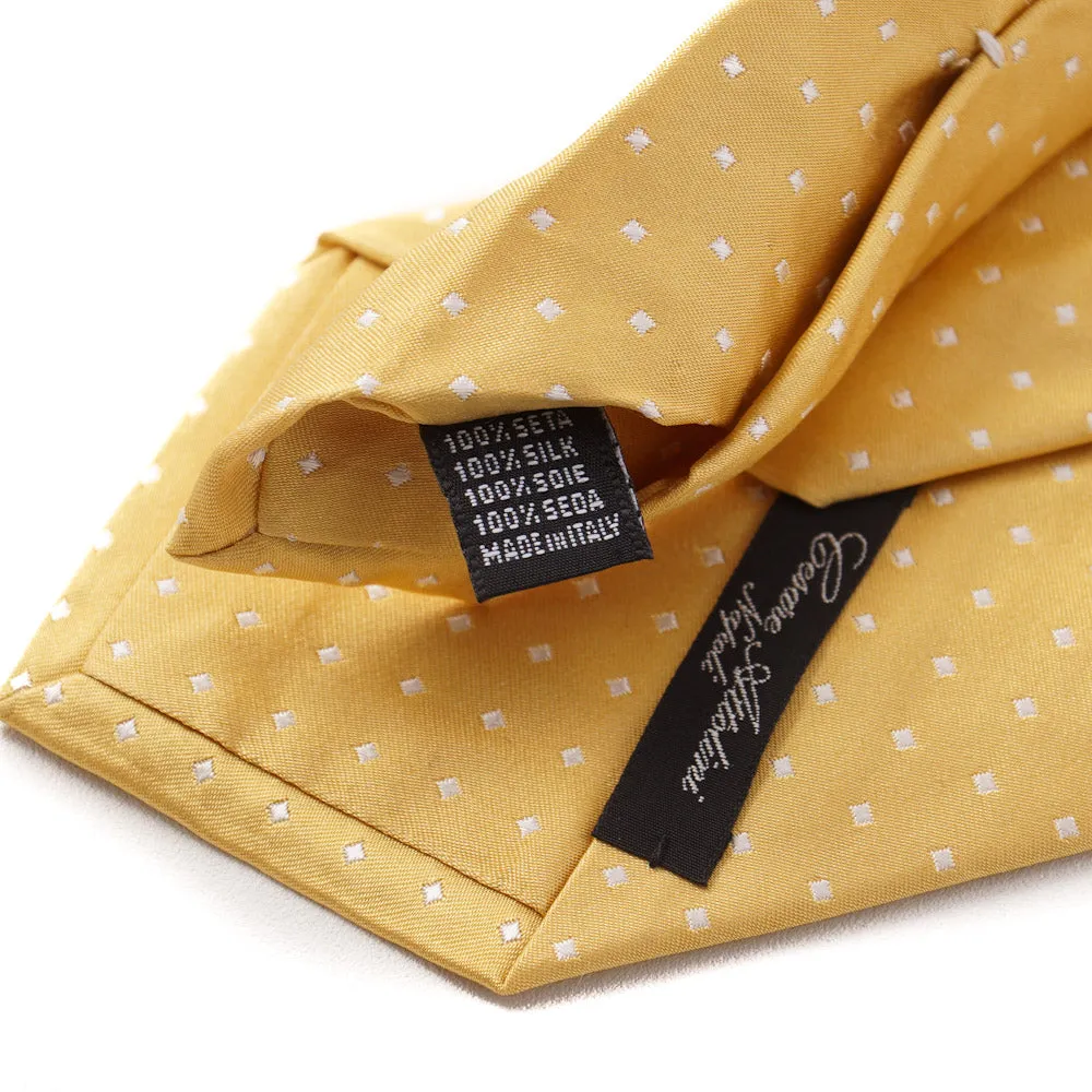 Cesare Attolini Yellow Jacquard Dot Silk Tie