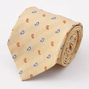 Cesare Attolini Yellow Mini Paisley Silk Tie