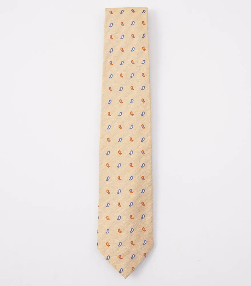 Cesare Attolini Yellow Mini Paisley Silk Tie