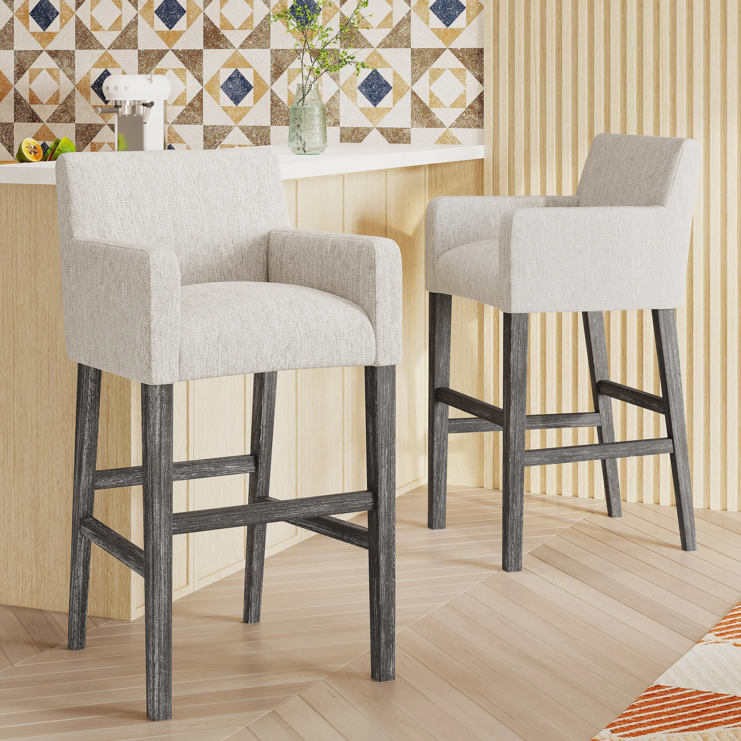 Chaparral Contemporary Fabric Upholstered Wood 30.5 inch Barstools, Set of 2