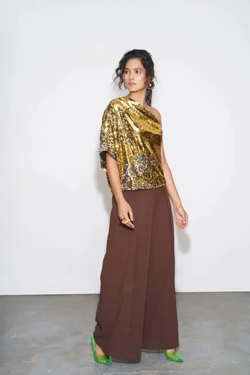 Chocolate Brown Pleated Trousers