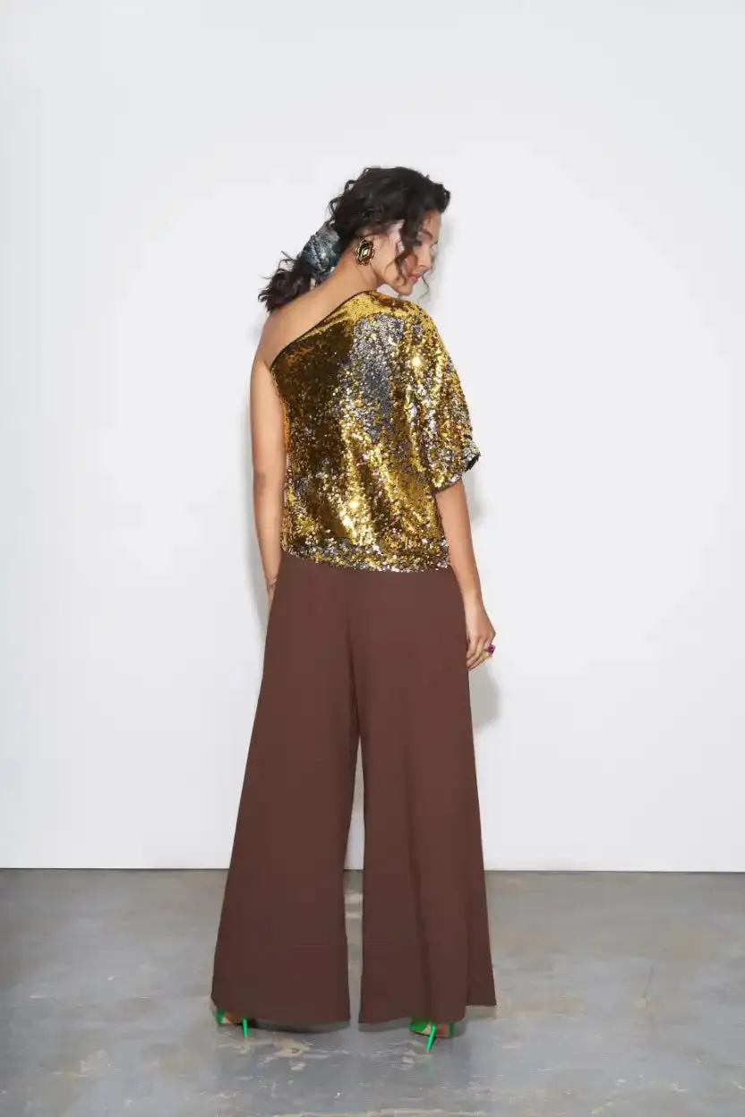 Chocolate Brown Pleated Trousers