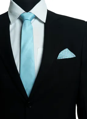 Chokore Checkered Past (Blue) - Pocket Square & Blue Silk Tie - Solids range