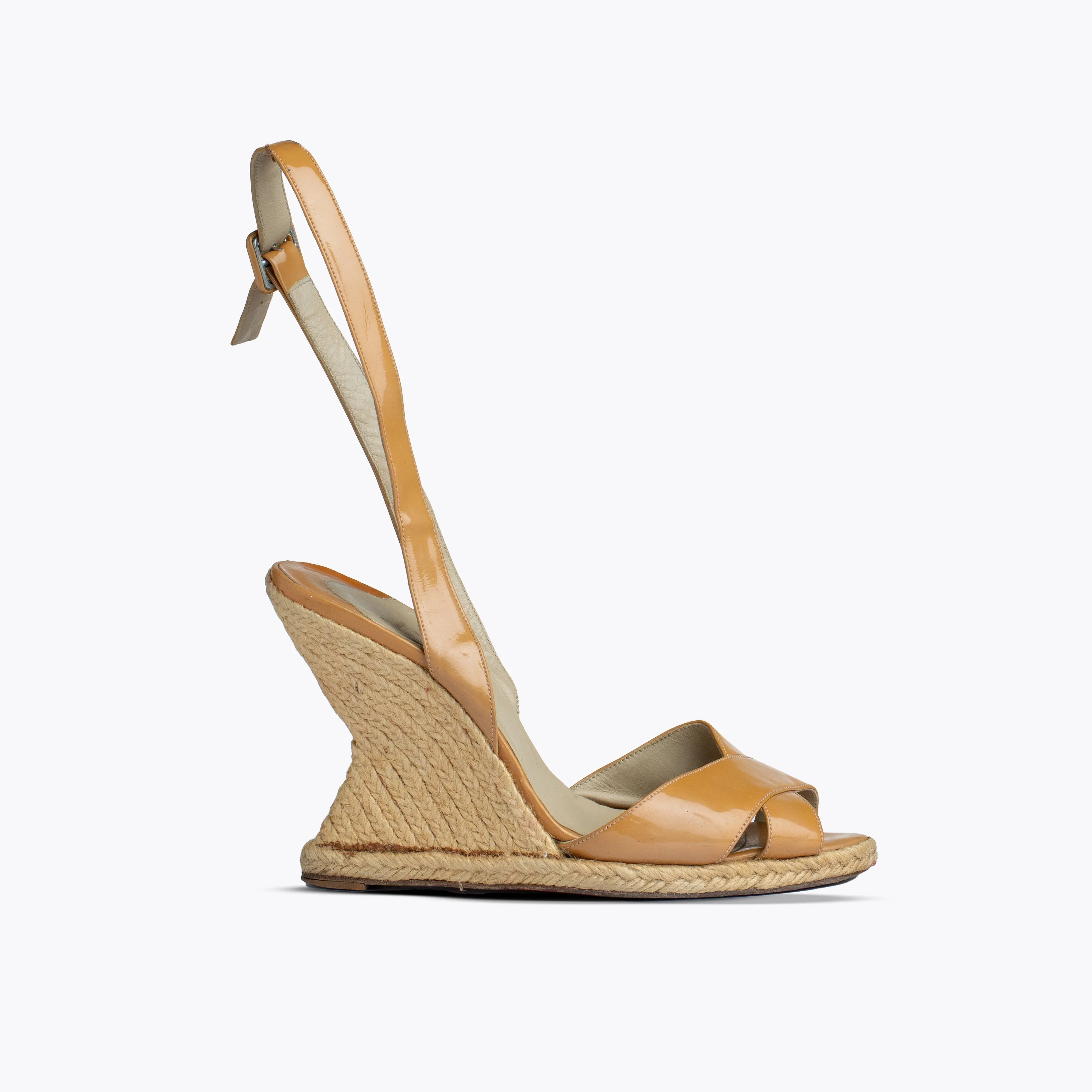 CHRISTIAN LOUBOUTIN PATENT LEATHER ALMERIA ESPADRILLE WEDGE SANDALS