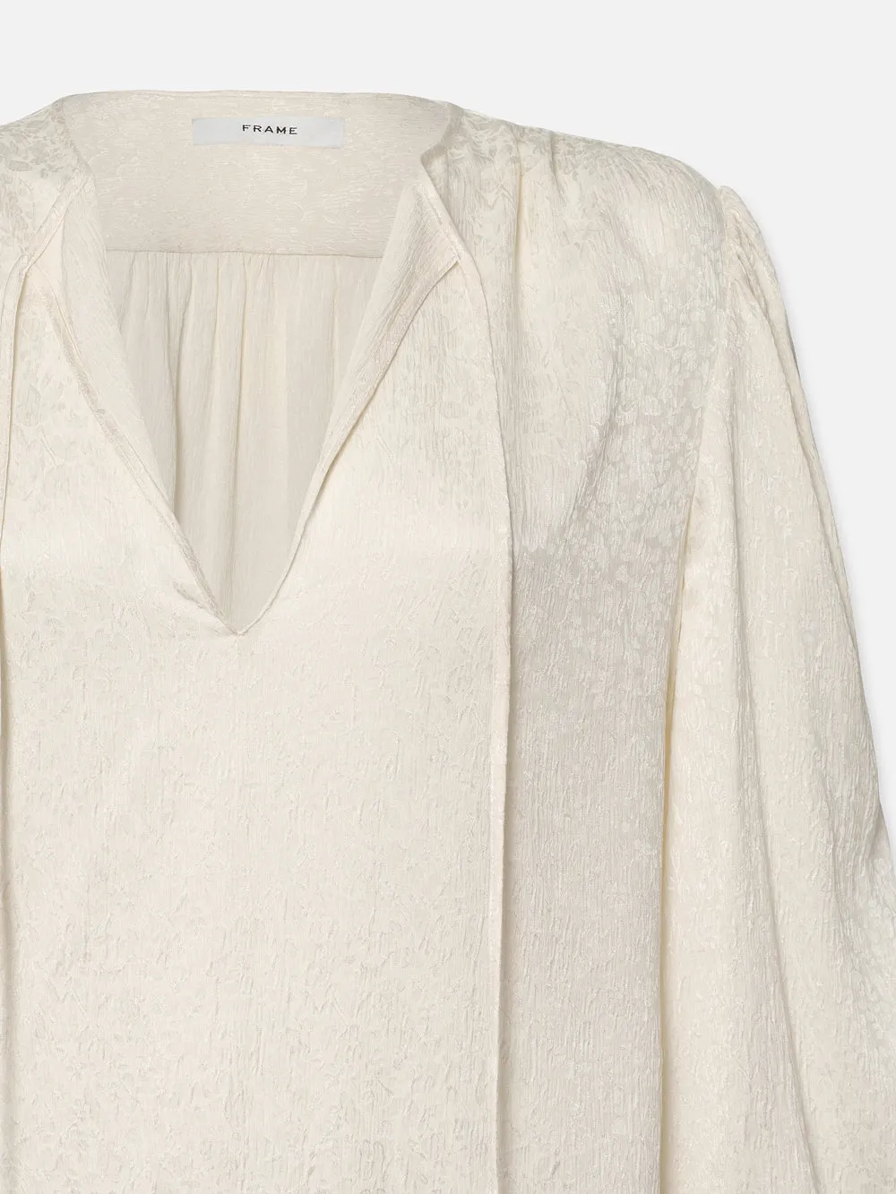 Cinched Sleeve Popover Blouse -- Cream