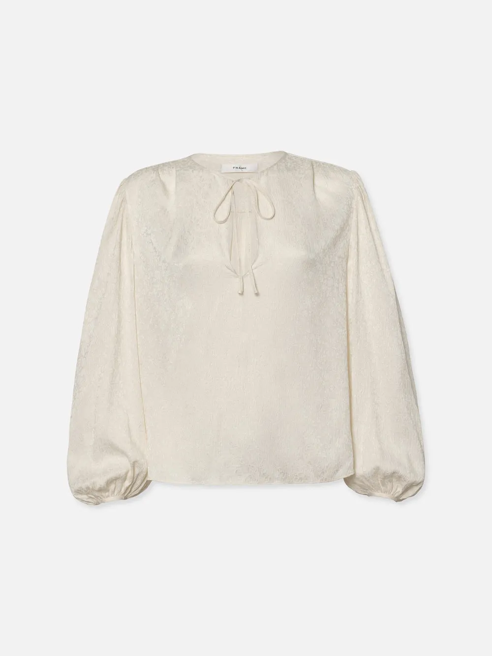 Cinched Sleeve Popover Blouse -- Cream