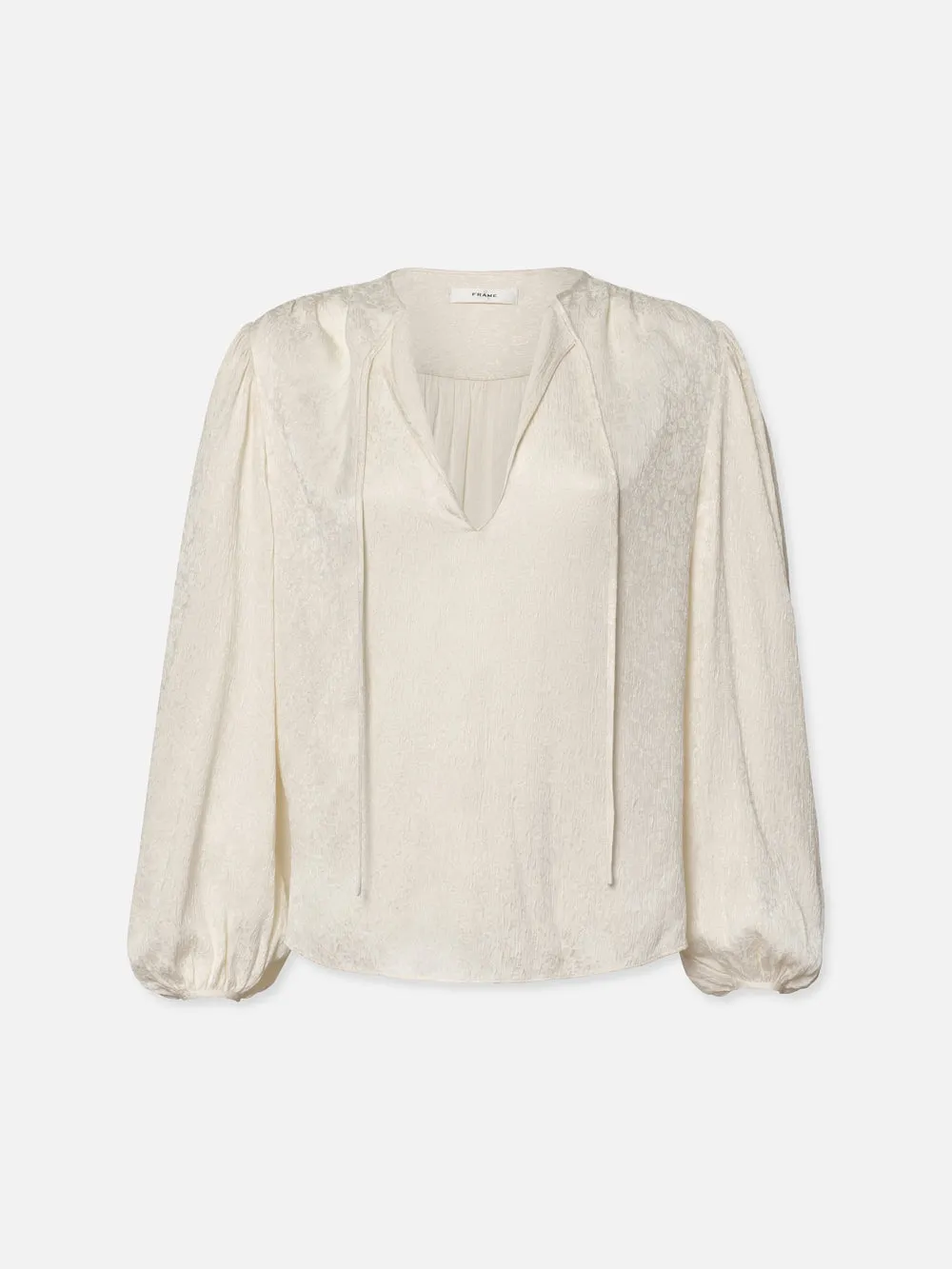 Cinched Sleeve Popover Blouse -- Cream