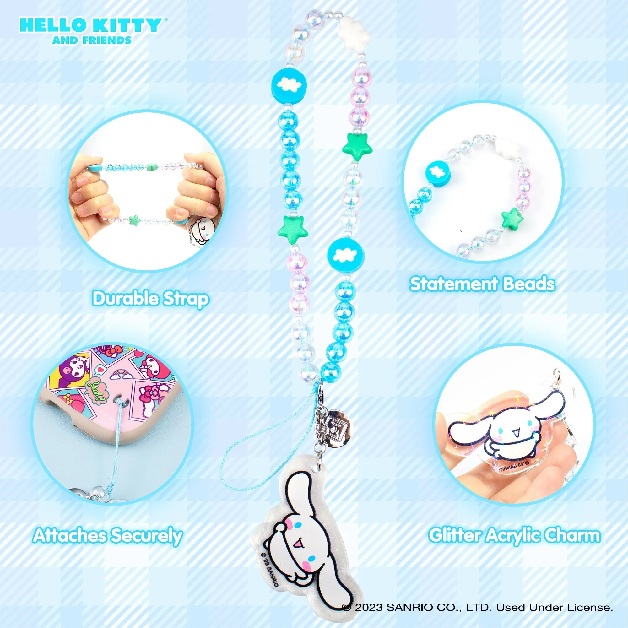 Cinnamoroll Beaded Charm Mobile Phone Wrist Strap