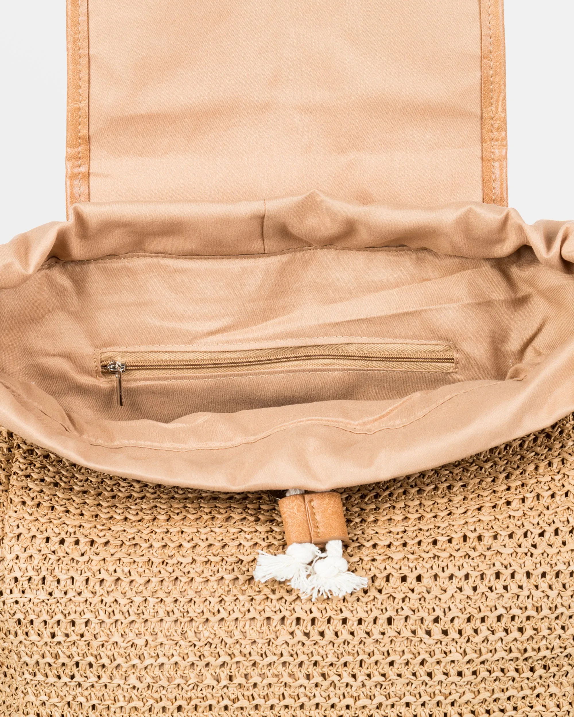 Coco Pearl Straw Backpack - Natural