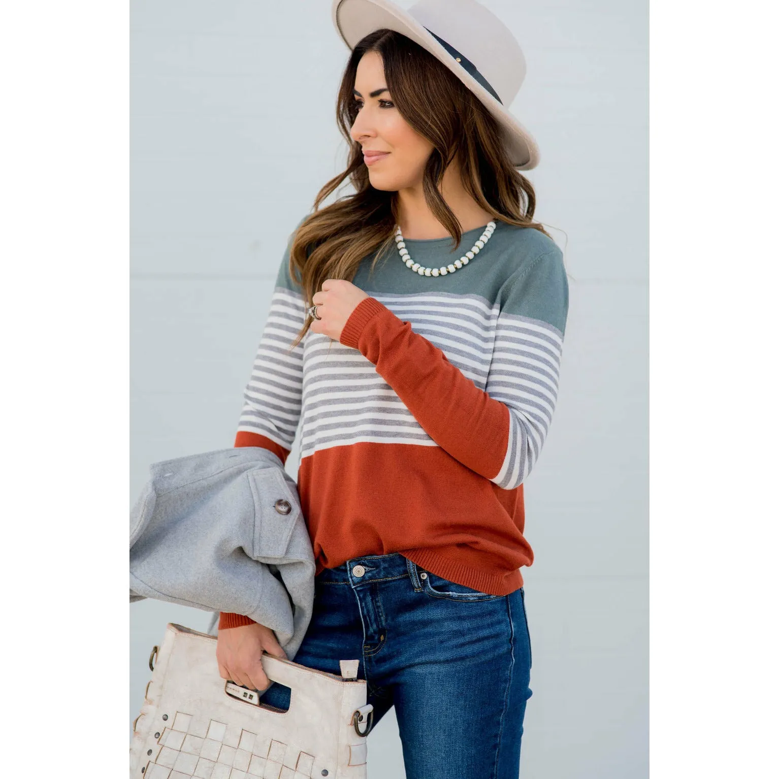 Color Block Striped Long Sleeve Tee