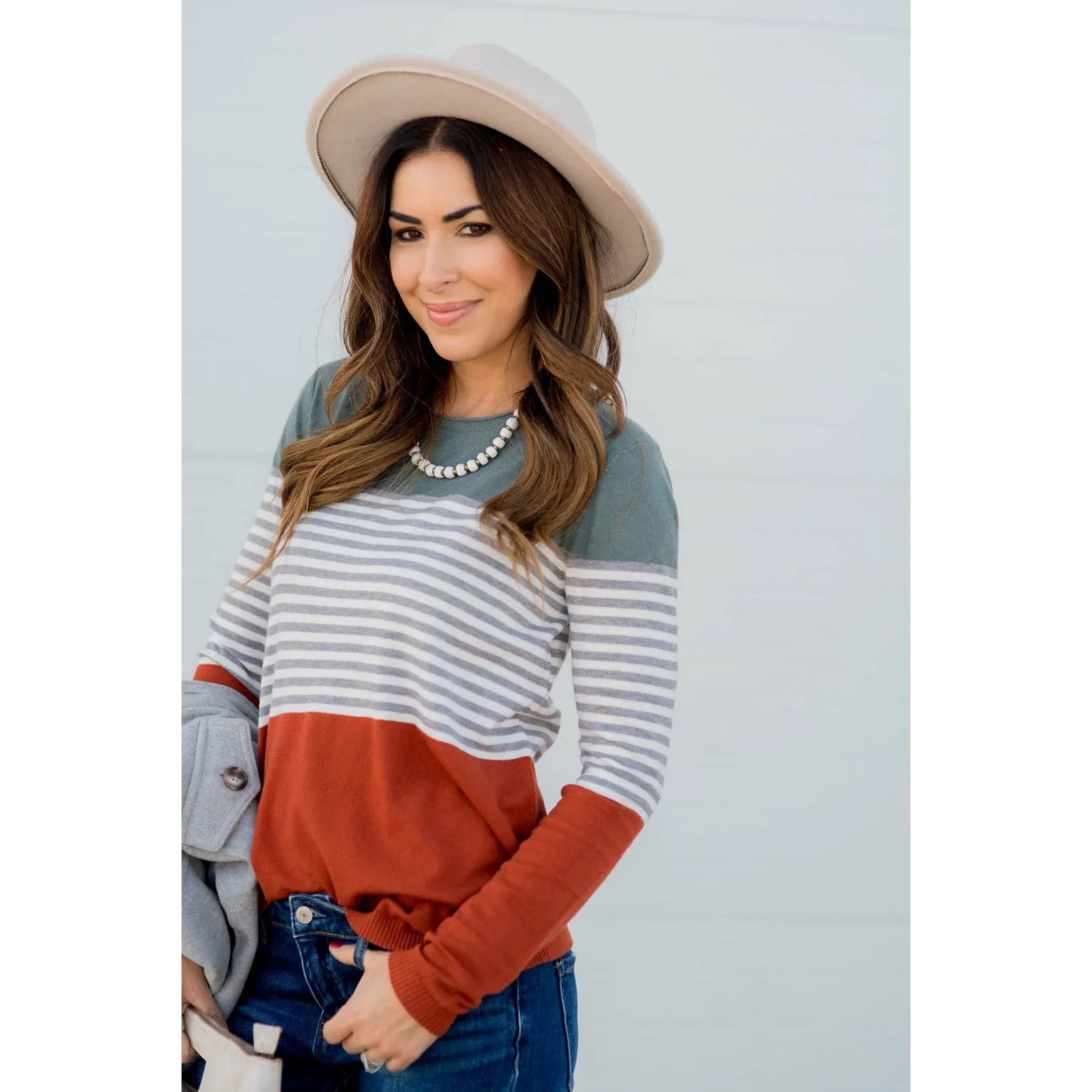 Color Block Striped Long Sleeve Tee