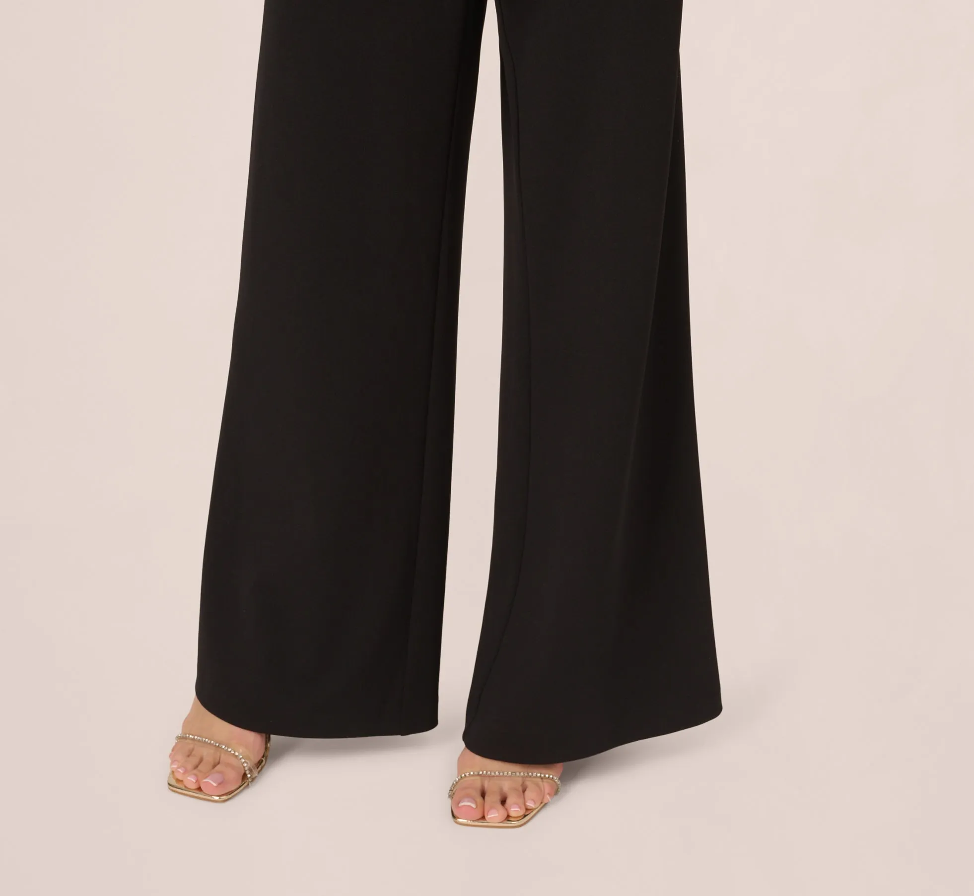 Colorblock Crepe Strapless Jumpsuit With Bow Accent In Black White