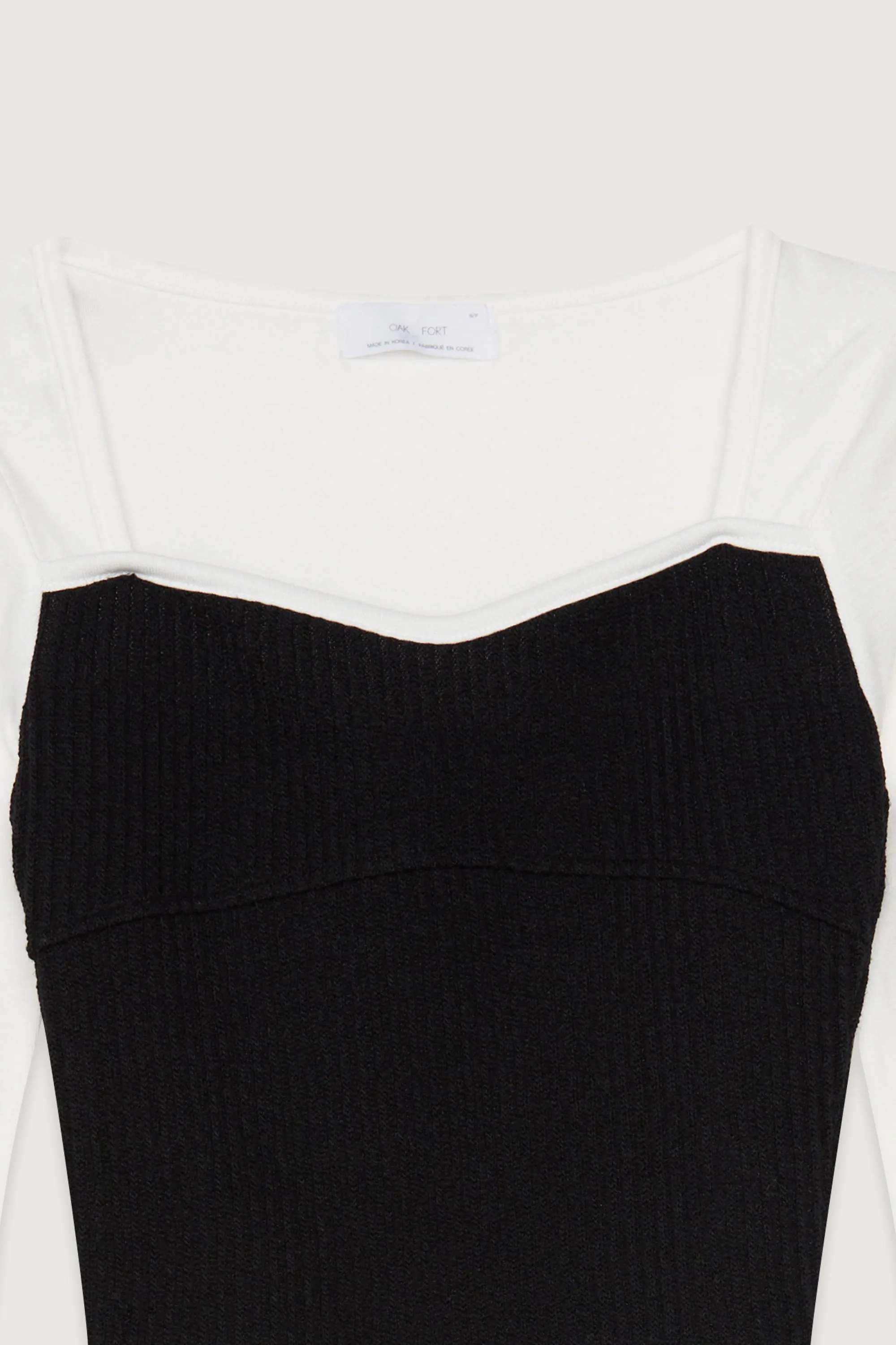 CONTRAST SLEEVE SWEETHEART NECK TOP