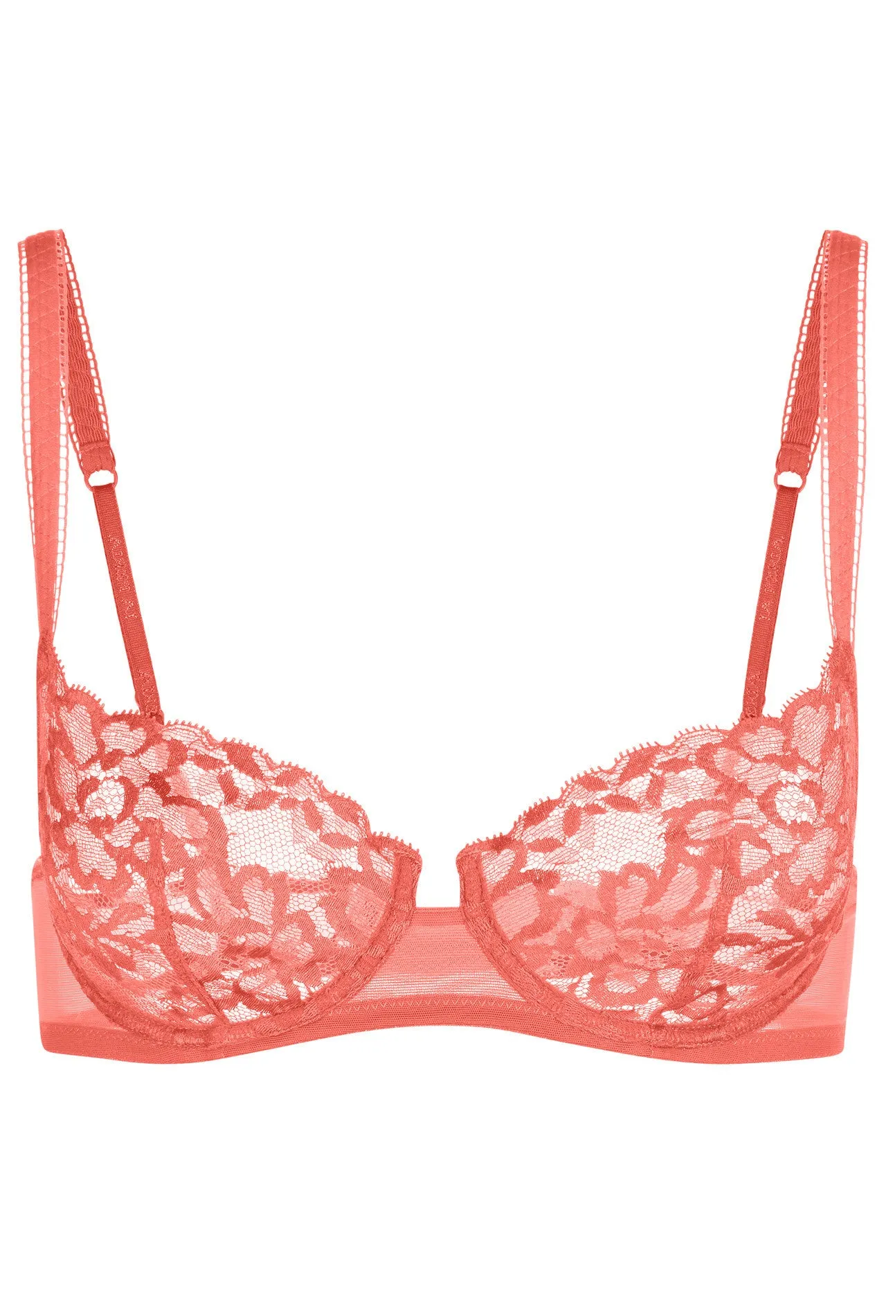 Coral Balconette Bra in Leavers Lace and Stretch Tulle