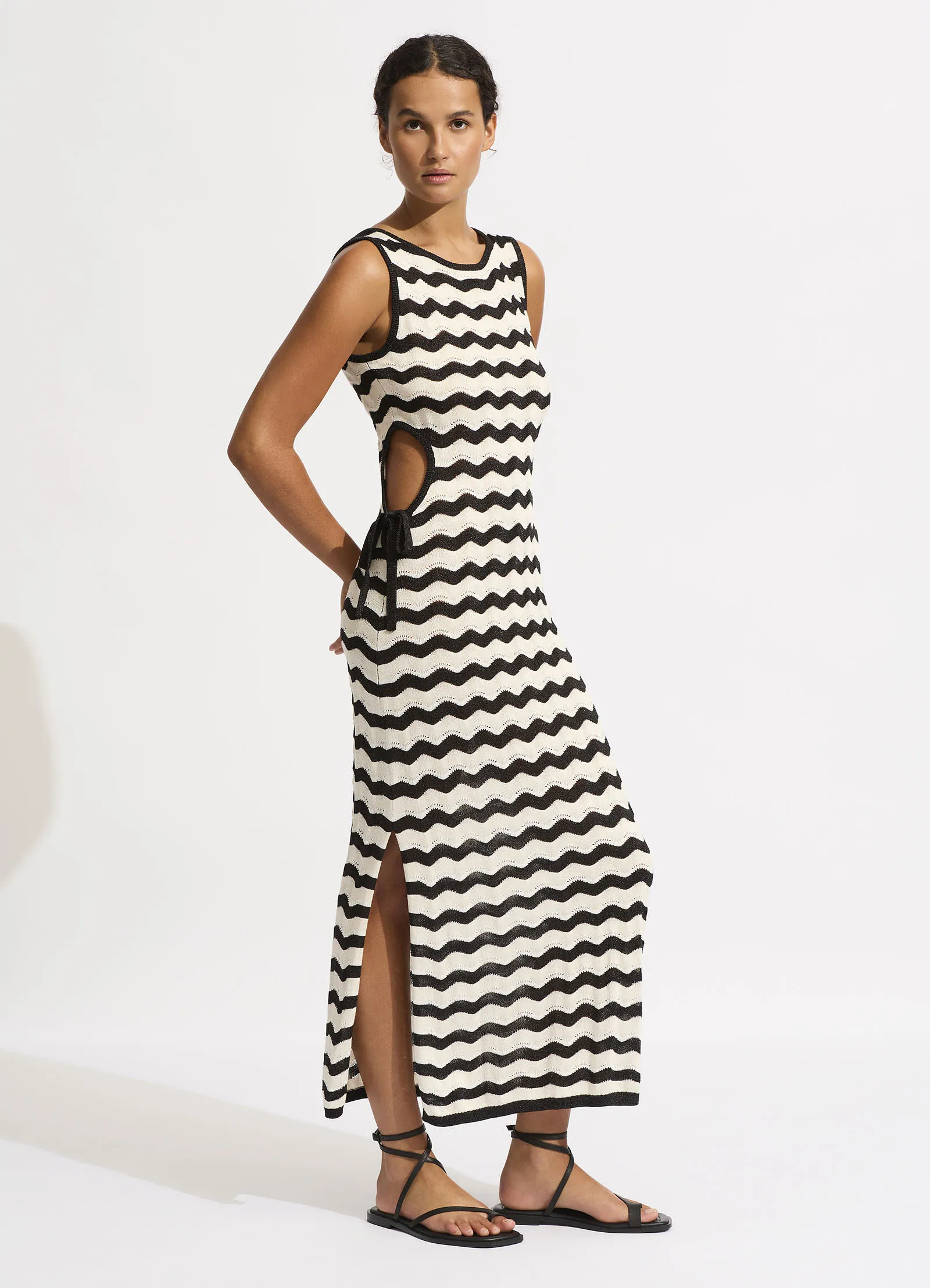 Cut Out Knit Maxi Dress - Black