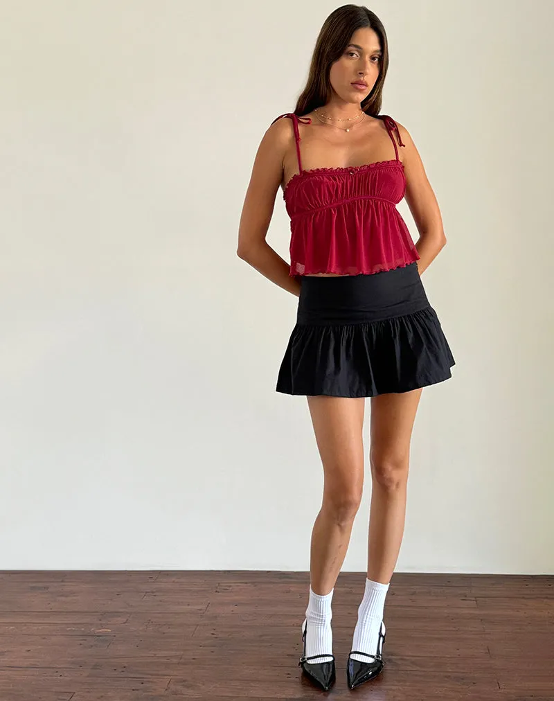 Damaris Cami Top in Red Cherry with Red Binding