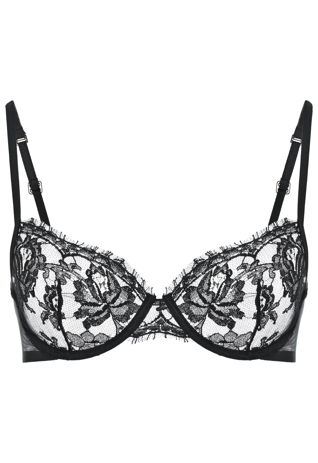 Dark-gray lace underwired bra