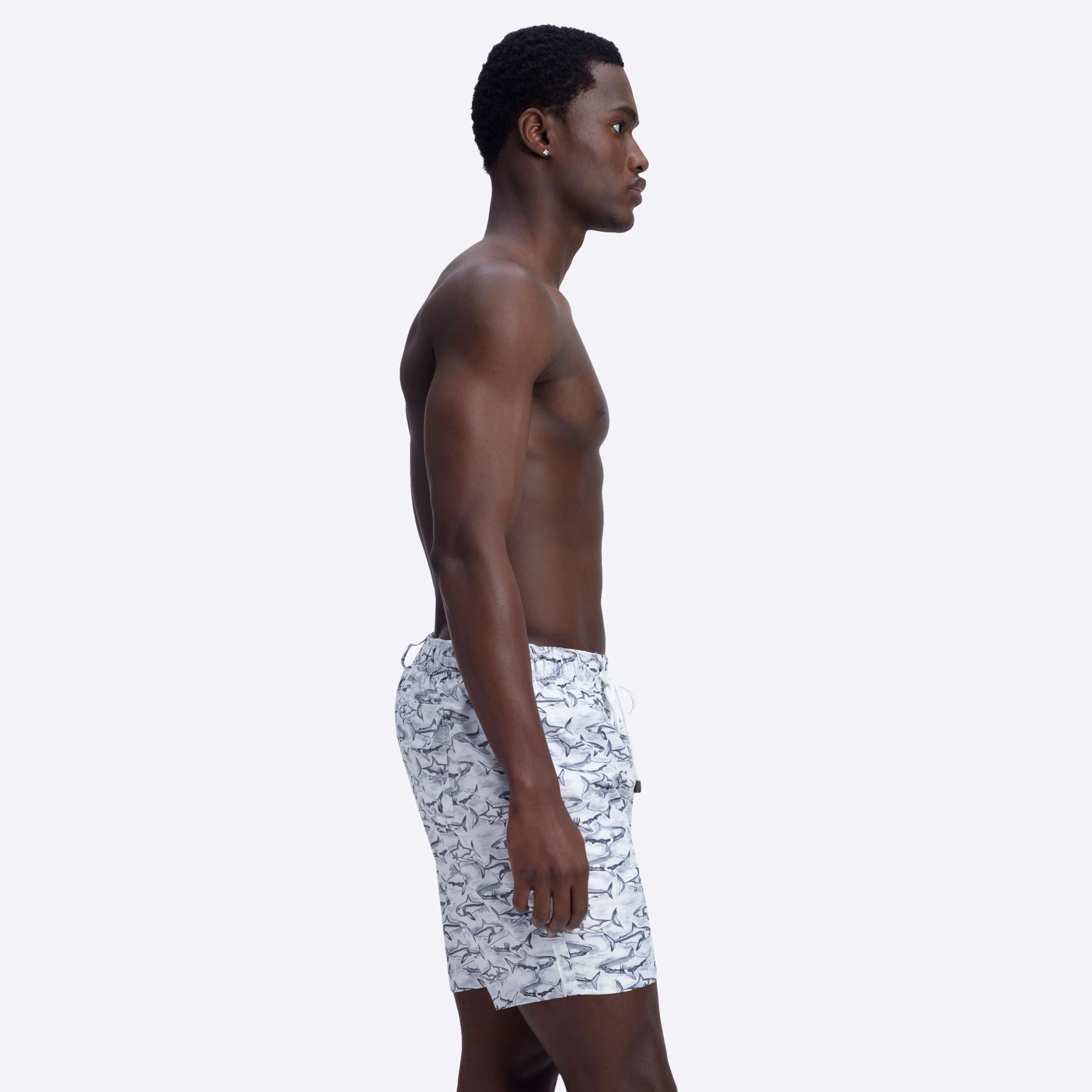 DELANO Shark Print Swim Trunks