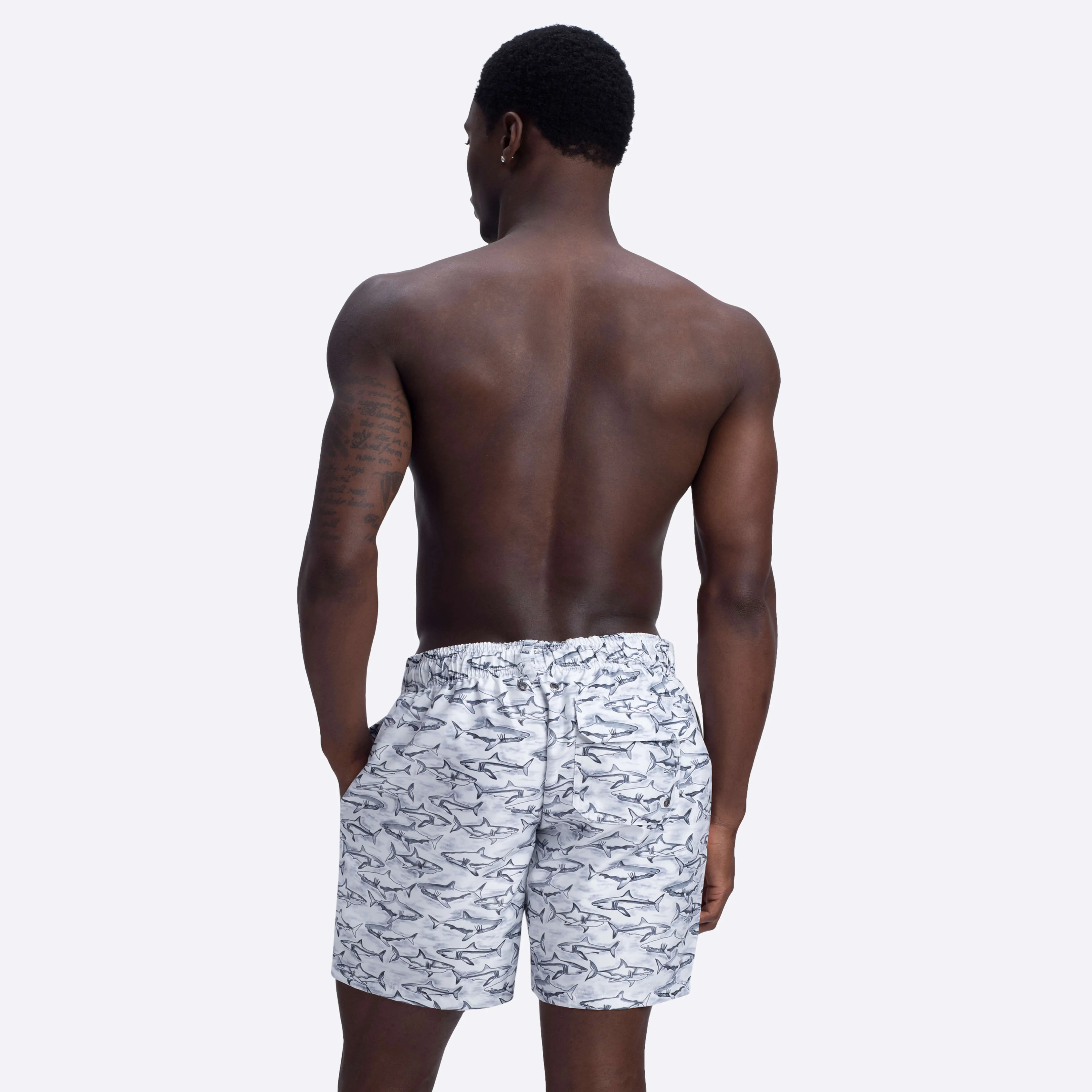 DELANO Shark Print Swim Trunks