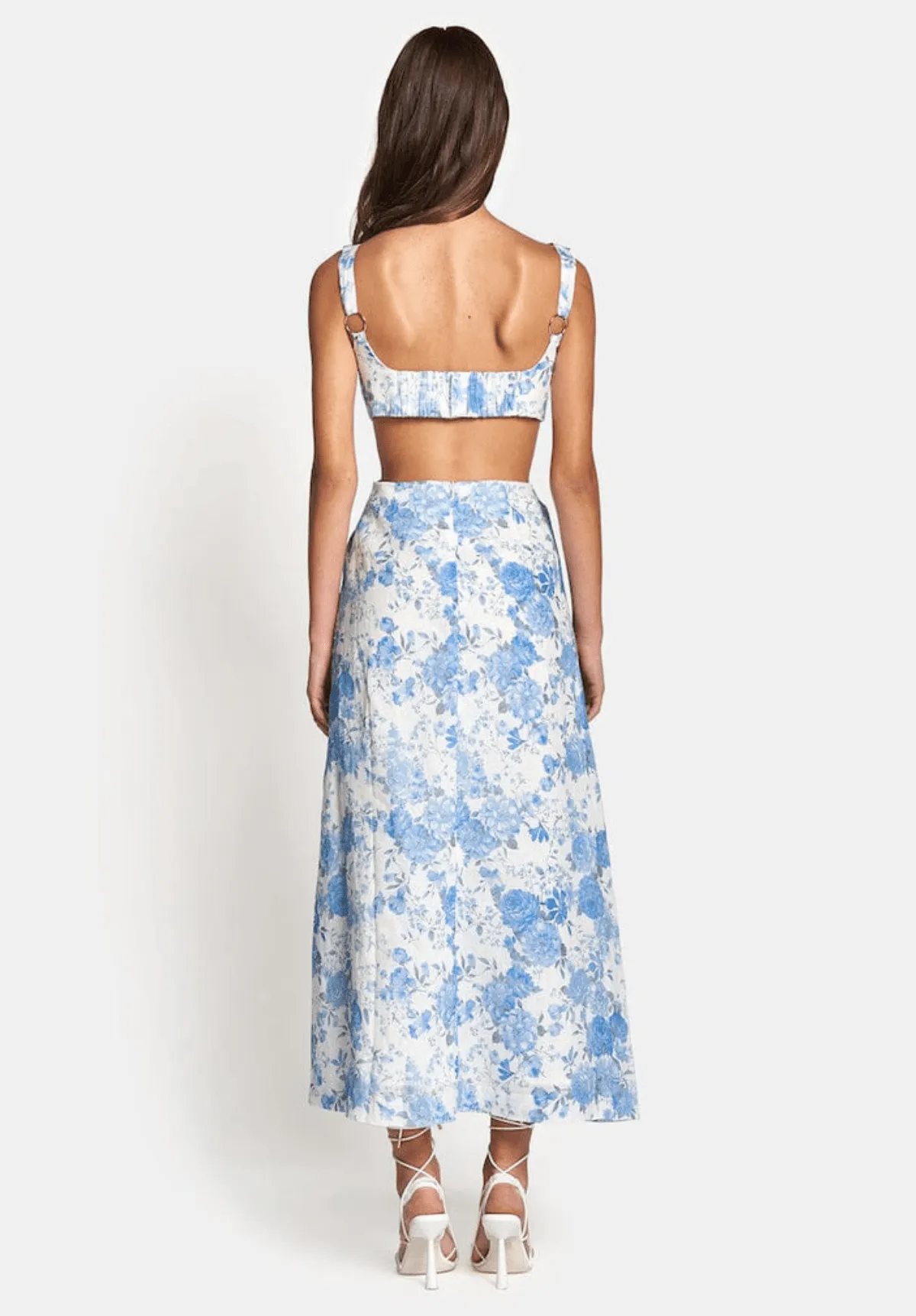 Delilah Cut Out Midi Dress - Sky Blue Floral