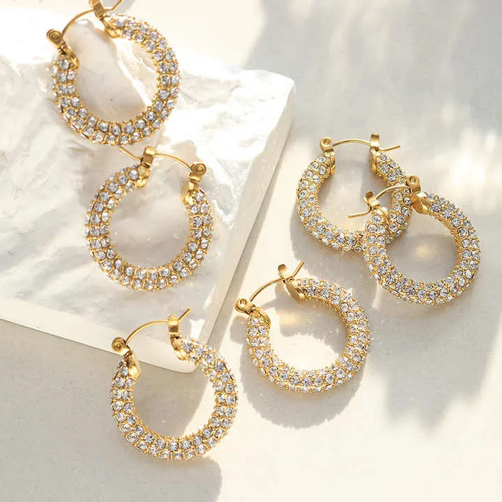 Diamond Studded Hoop Earrings